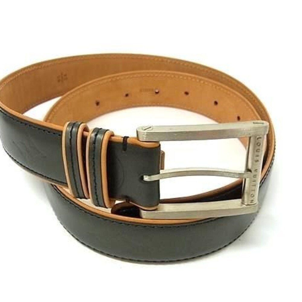 LOUIS VUITTON belt, Monogram matte, M6858, Noir leather, women's, gray.